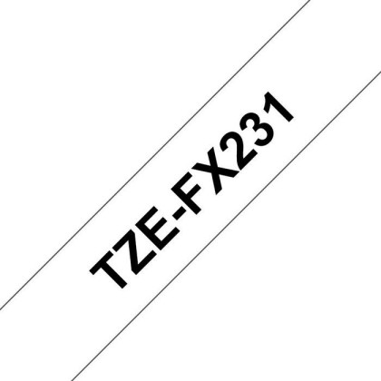 TZEFX231 Brother TZEFX231 12MM BLACK ON WHITE TZE-FX231 FLEXIBLE ID TZEFX231, TZ,