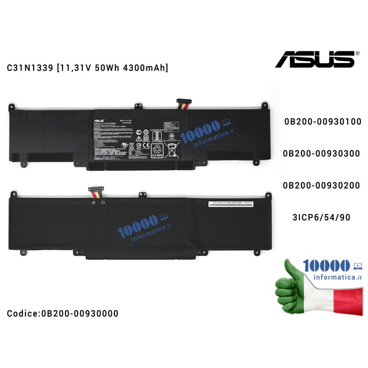 Batteria C31N1339 ASUS ZenBook UX303 UX303L UX303LA UX303LB UX303LN UX303UA Transformer Book Flip TP300 TP300LA TP300UA [11,31V 