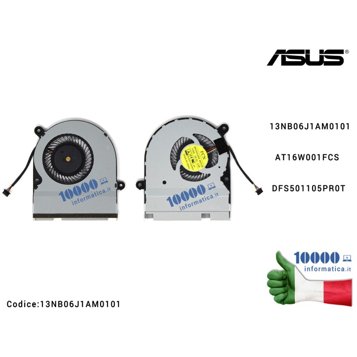 Ventola di Raffreddamento Fan CPU ASUS Transformer Book Flip TP300L TP300LA (4 PIN) 13NB06J1AM0101 AT16W001FCS HA83 DFS501105PR0