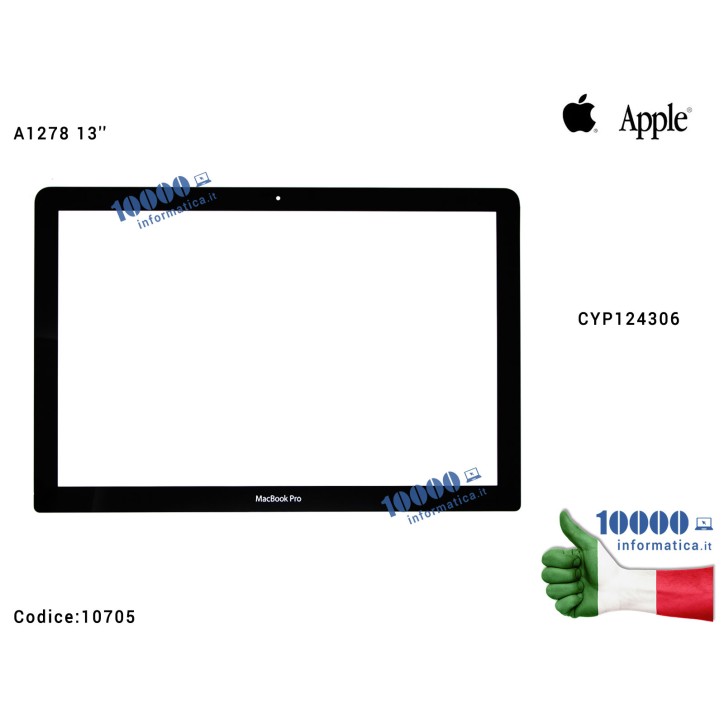Vetro Schermo APPLE MacBook Pro A1278 13'' Front Glass Bezel Cornice Anteriore CYP124306