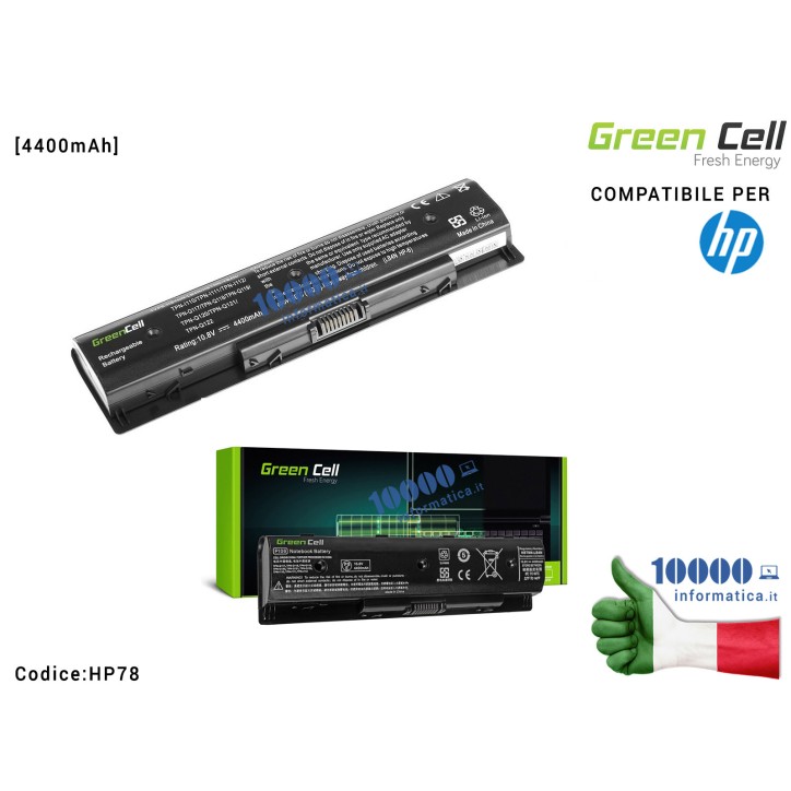 Batteria HSTNN-YB4O Green Cell Compatibile per HP Pavilion 14 15 17 Envy 15 17 [4400mAh]