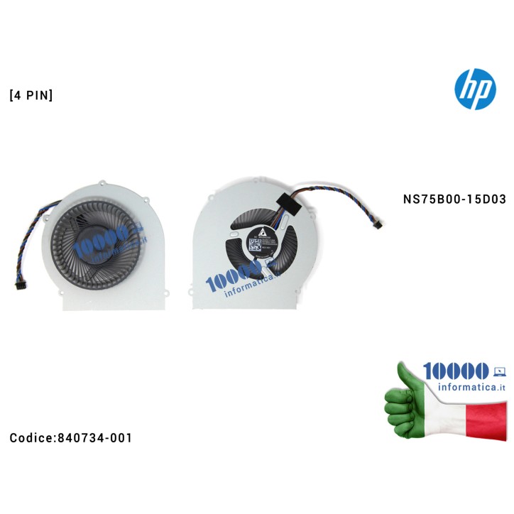 Ventola Fan CPU HP ProBook 650 G2 630 G3 [4 PIN] (Versione 1) NS75B00-15D03 840734-001