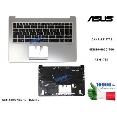 Tastiera Italiana Completa di Top Case Superiore (GRIGIO ARDESIA) ASUS VivoBook Pro 15 N580 N580V N580VD X580 X580V X580VD (SLATE GRAY) [RETROILLUMINATA] 0KN1-291IT12 0KNB0-6600IT00 ASM17B1