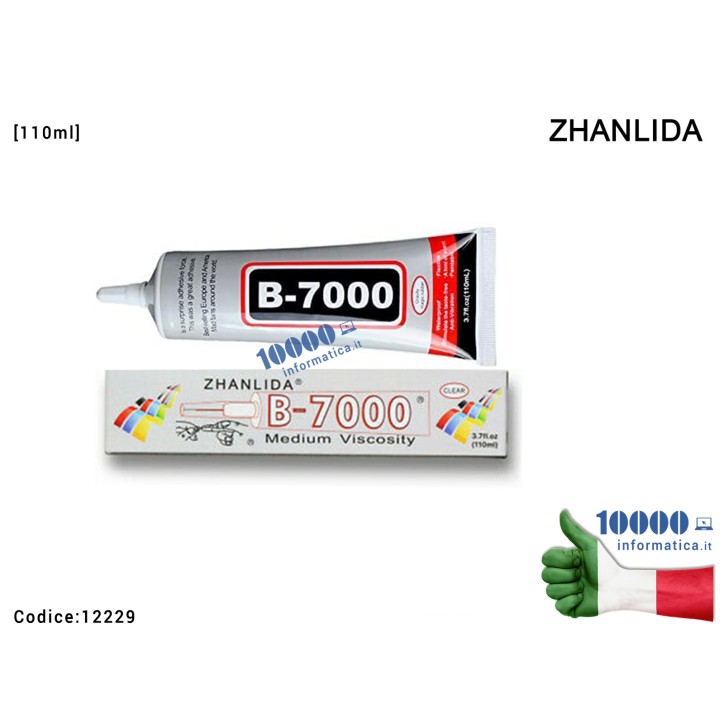 Colla Multiuso ZHANLIDA B-7000 [110ml] Glue B7000 Gel Trasparente Adesivo per Riparazioni Cellulari Frame Touch Screen Display L