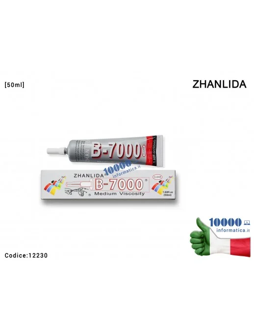 Colla Multiuso ZHANLIDA B-7000 [50ml] Glue B7000 Gel Trasparente Adesivo per Riparazioni Cellulari Frame Touch Screen Display LC