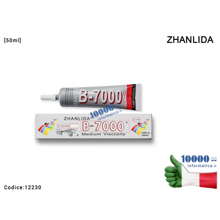 Colla Multiuso ZHANLIDA B-7000 [50ml] Glue B7000 Gel Trasparente Adesivo per Riparazioni Cellulari Frame Touch Screen Display LC