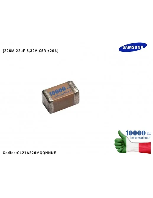 Condesatore Ceramico Multistrato SMD 0805 226M 22uF 6,32V X5R ±20% [10 pezzi] SAMSUNG Electro-Mechanics CL21A226MQQNNNE