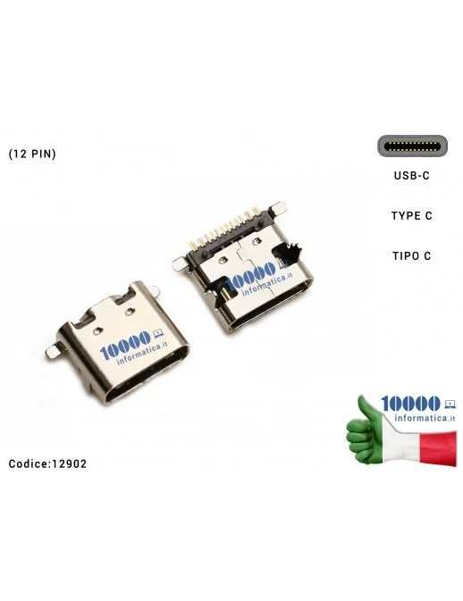 Connettore di Alimentazione 12902 Tipo C (12 PIN) USB-C DC Power Jack Type-C