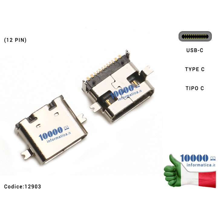 Connettore di Alimentazione 12903 Tipo C (12 PIN) USB-C DC Power Jack Type-C Connettore di Alimentazione 12903 Tipo C (12 PIN) USB-C DC Power Jack Type-C