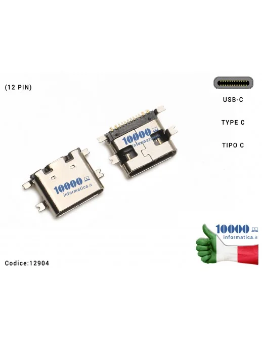 Connettore di Alimentazione 12904 Tipo C (12 PIN) USB-C DC Power Jack Type-C