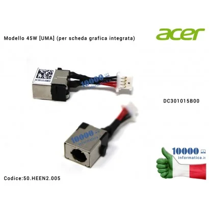 50.HEEN2.005 Connettore DC Power Jack ACER Aspire A315-42 A315-54 A317-51 A515-43 Extensa 215-51 215-51K EX215-51 (45W) DC301...