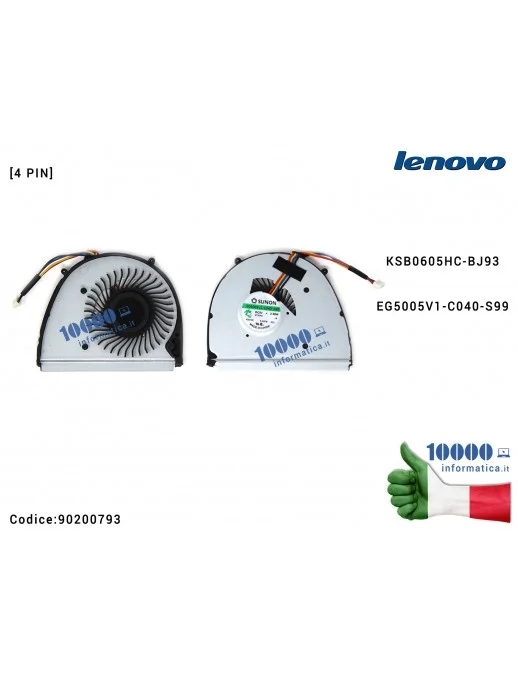 90200793 Ventola di Raffreddamento Fan CPU LENOVO IdeaPad U310 13'' U310-ITH U310-IFI KSB0605HC-BJ93 EG5005V1-C040-S99
