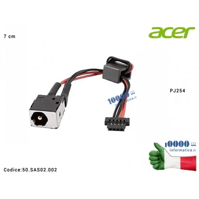 50.SAS02.002 Connettore DC Power Jack PJ254 ACER Aspire One 532H (7 cm) NAV50 Packard Bell DOT-S PAV80 50.SAS02.002 50SAS02002