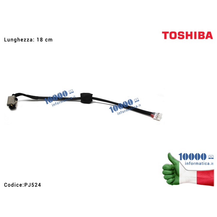 Connettore DC Power Jack PJ524 TOSHIBA Satellite P870 P875 (18 cm)