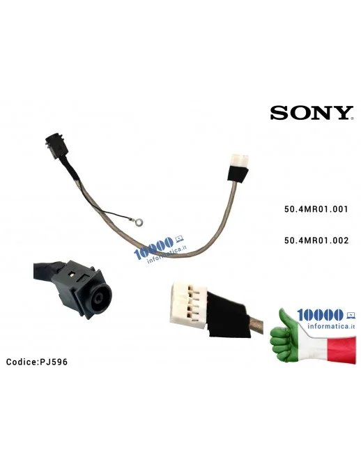 Connettore DC Power Jack PJ596 SONY SVE17 SVE171 (Z70CR) SVE171A11M SVE171G12L SVE171E13L SVE171C11M SVE171C4E SVE171D4E SVE17 Z70CR SVE171G11M 50.4MR01.001 50.4MR01.002