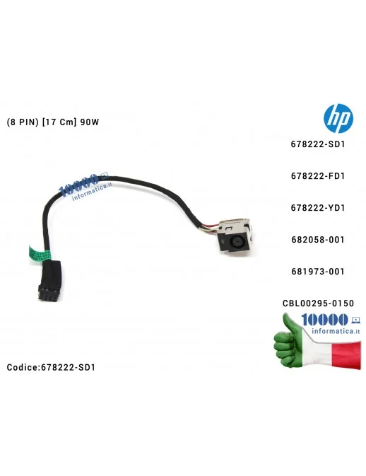 Connettore DC Power Jack PJ968 HP Pavilion G6-1000 G6-1100 M7-1000 DV6-7000 DV7-7000 M7-1000 (8 PIN) [17 cm] 67822-SD1 678222-FD1 678222-YD1 686900-001