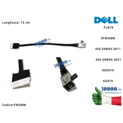 FWGMM Connettore DC Power Jack PJ979 DELL Inspiron 15-3576 15-3567 15-3565 14-3476 14-3467 14-3465 Vostro 15-3578 15-3568 15-...