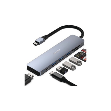 000307grey 100W USB-C HUB 7-in-1