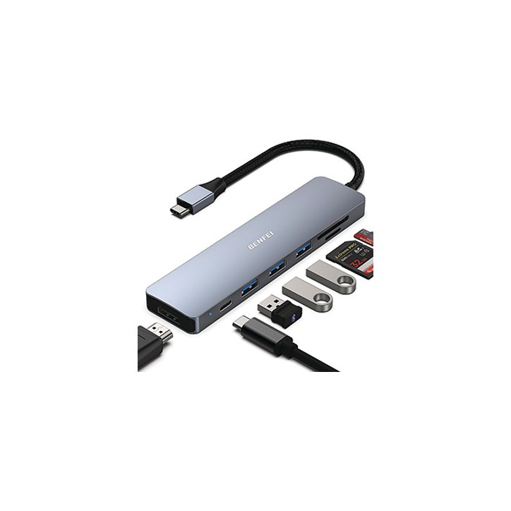 000307grey 100W USB-C HUB 7-in-1
