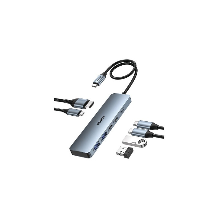 000377grey 100W USB-C HUB 6-in-1