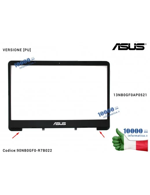 Cornice Display Bezel LCD ASUS VivoBook S14 S410 [PU] X411U X411UA X411UF X411UN X411UQ X411QR 13NB0GF0AP0521 90NB0GF0-R7B022