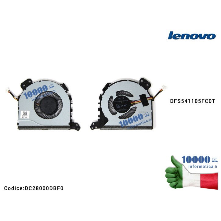 Ventola Fan CPU LENOVO IdeaPad 320-15 320-15ABR 320-15IAP 320-17IKB 320-15AST 320-15IKB DFS541105FC0T DC28000DBF0