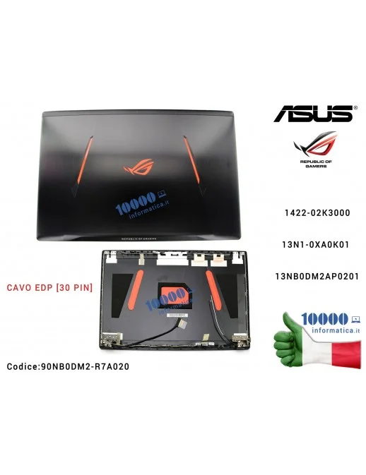 Cover LCD [30 PIN] ASUS ROG Strix GL753 (NERO + LOGO ROG) GL753VD GL753VE GL753V FX753V FX753VD FX753VE 1422-02K3000 13N1-0XA0K01 13NB0DM2AP0201