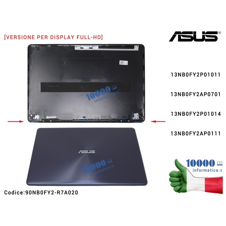 Cover LCD [Versione Full-HD] ASUS VivoBook X510 S510 (STAR GREY) S510U S510UA S510UN S501UR X510U X510UA X510UN X510UR F510U F51