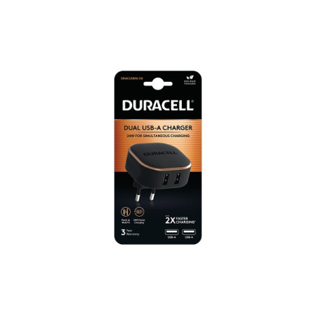 DRACUSB16-EU Duracell 2x2.4A USB Phone/Tablet Charger For iPhone/iPad & Android Phones/Tablets A1401