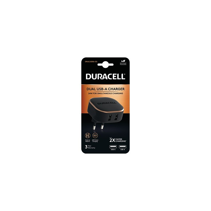 DRACUSB16-EU Duracell 2x2.4A USB Phone/Tablet Charger For iPhone/iPad & Android Phones/Tablets A1401