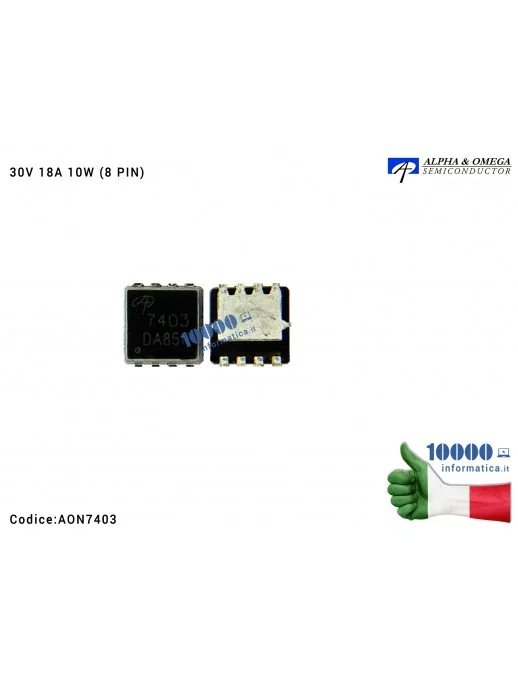 IC Chip AON7403L 74O3 AO74O3 AON74O3 7403 AO7403 AON7403 DFN3X3-8 Transistor P-MOSFET unipolare 30V 18A 10W DFN8 P-Channel MOSFE