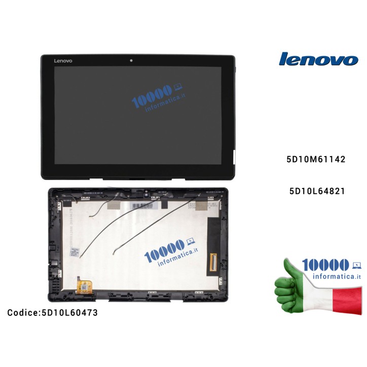 Display LCD con Vetro Touch Screen e cornice Frame LENOVO Miix 310 Miix 310-10ICR (80SG) 10,1'' 5D10M61142 5D10L64821