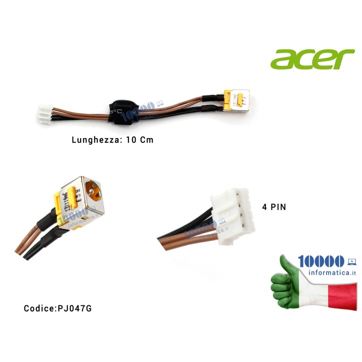 Connettore di Alimentazione DC Power Jack PJ047G (65W) ACER Aspire 5220 5220G 5520 5520G 5720 5310 5320 5520 7520