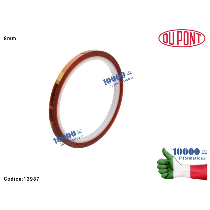 Nastro Adesivo Kapton [8mm x 30mt] Alte Temperature Polymide Tape Protezione Scheda Madre Notebook Smartphone Tablet BGA PCB Boa