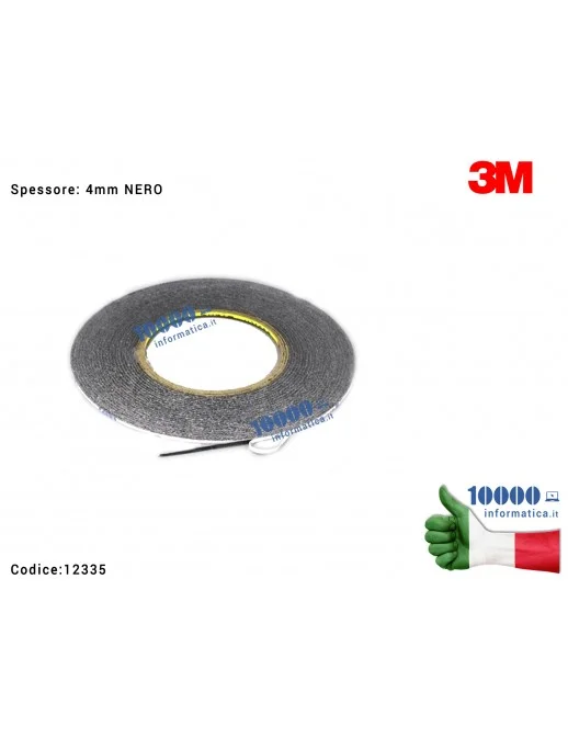 Nastro Biadesivo 3M (NERO)[4mm x 55mt] Riparazioni LCD Display Frame Smartphone iPhone Tablet Cornici Bezel Notebook