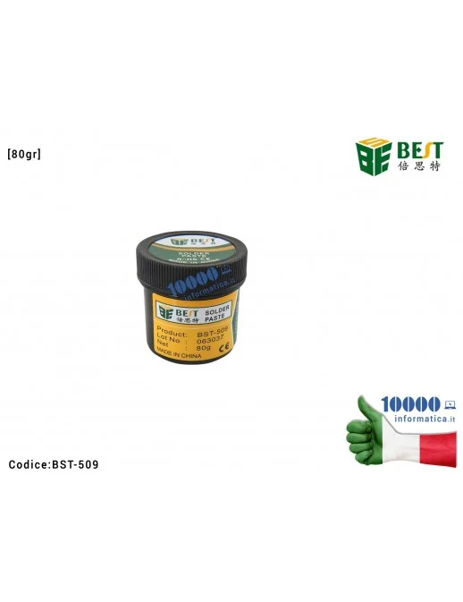Pasta Saldante BEST BST-509 [80gr] Solder Flux Paste Lead-Free Welding Flux Saldature per BGA SMD CSP Scheda Madre Notebook Smar