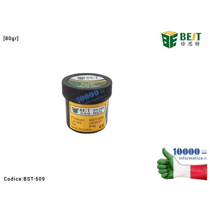 Pasta Saldante BEST BST-509 [80gr] Solder Flux Paste Lead-Free Welding Flux Saldature per BGA SMD CSP Scheda Madre Notebook Smar