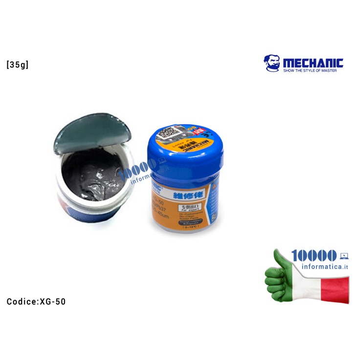 Pasta Saldante MECHANIC XG-50 183°C [35g] Solder Flux Paste Lead-Free Welding Flux Saldature per BGA SMD CSP Scheda Madre Notebo