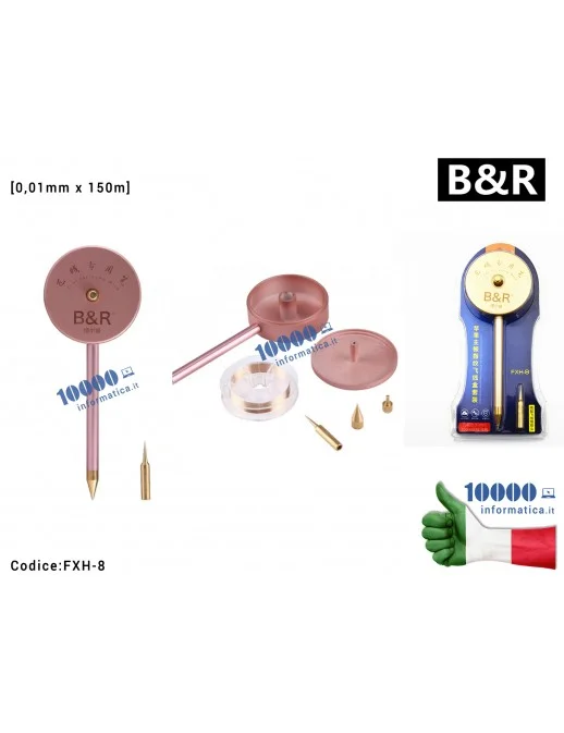 Penna Filo in Rame B&R FXH-8 [0,01mm x 150m] Riparazioni Piste Schede Madri Fingerprint Chip Link Wire Insulate Jump Line