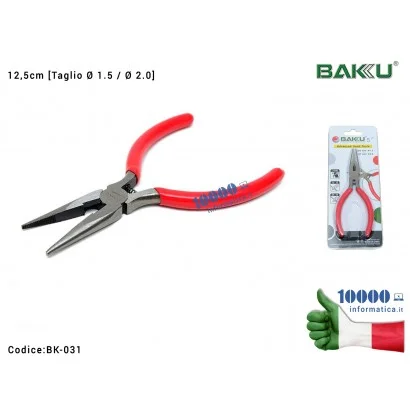 BK-031 Pinza Becchi Lunghi da Taglio BAKU BK-031 Alto Tenore di Carbonio Acciaio Inox (12,5cm) con impugnatura antiscivolo Tw...