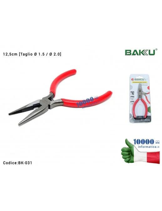 Pinza Becchi Lunghi da Taglio BAKU BK-031 Alto Tenore di Carbonio Acciaio Inox (12,5cm) con impugnatura antiscivolo Tweezers Cutter Wire Modellismo Elettronica Riparazioni Scheda Madre PCB Board