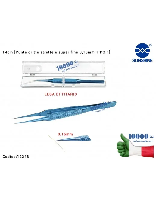 Pinzetta Blu di Alta Precisione ESD in Lega di Titanio [Punte Dritte strette e super fine 0,15mm] High Precision Titanium Alloy 