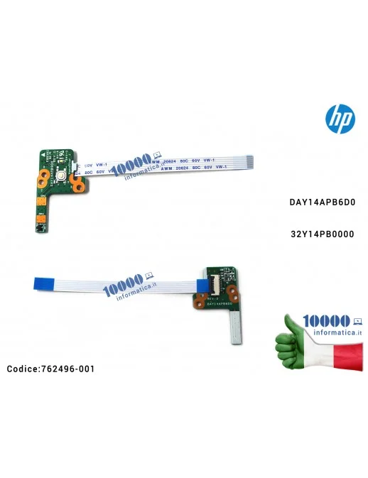 Pulsante Tasto Accensione Power Board HP Pavillion 15-P 15-K TPN-Q140 14-P 15Z-P DAY14APB6D0 32Y14PB0000 15-P021CY 15-P021NR 15-P050CA 15-P114DX 15-P187CA 15-P213CL 15-P235NR 15-K073CA 15-K163CL 15-P237NR