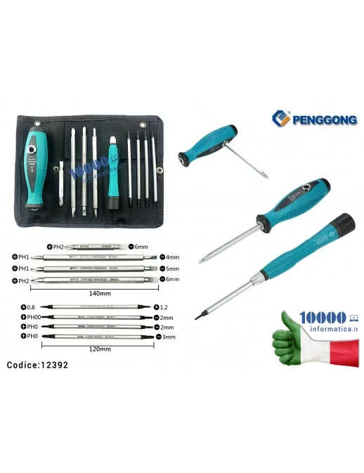 Set 10 pezzi Cacciaviti Magnetici di Precisione PENGGONG 8028 9914 phillips con intaglio a stella strumento per riparazione fai 