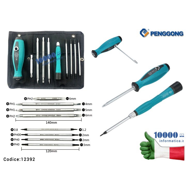 Set 10 pezzi Cacciaviti Magnetici di Precisione PENGGONG 8028 9914 phillips con intaglio a stella strumento per riparazione fai 