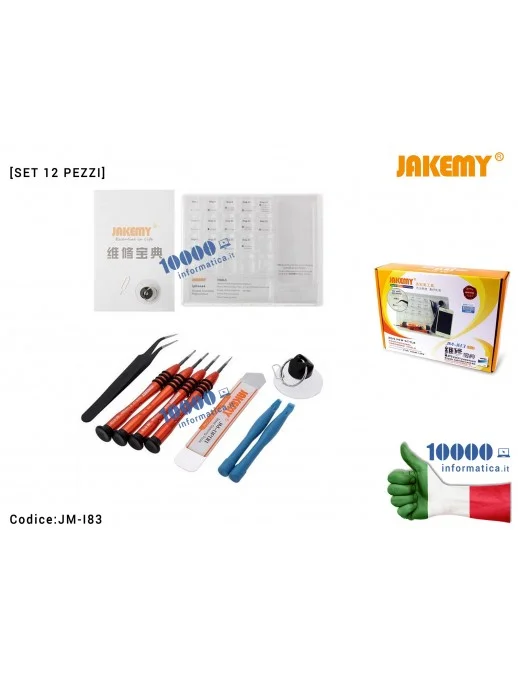 Set 12 pezzi Attrezzi JACKEMY JM-I83 Cacciaviti Esagonali Torx mini Stella Kit per Riparazione Cellulari fai da te Precision Hex