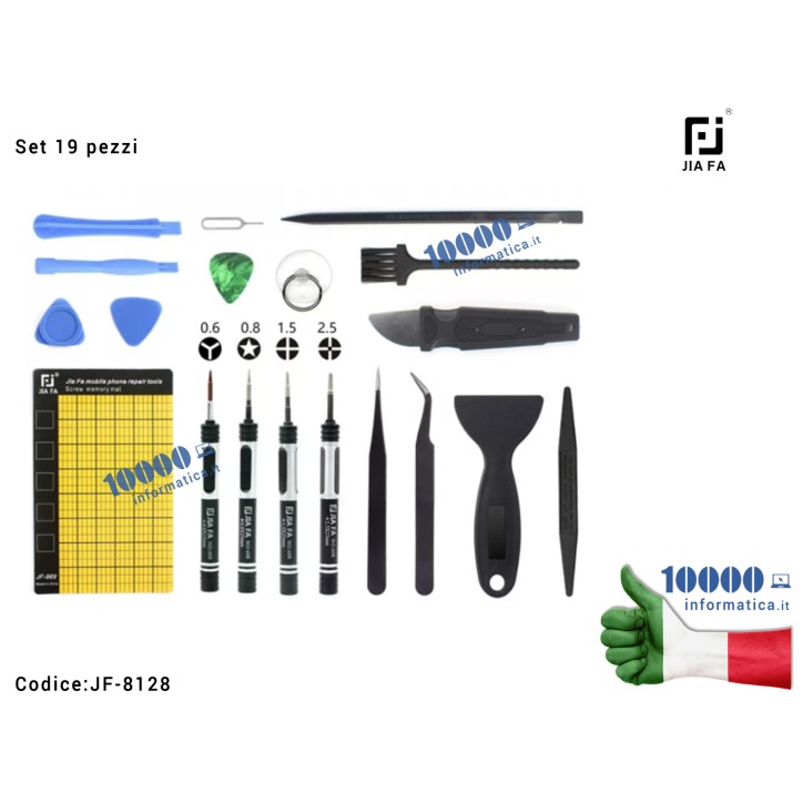 Set 19 pezzi Cacciaviti Magnetici di Precisione JIAFA JF-8128 Esagonali Torx mini Stella Kit Atrezzi per Riparazione Cellulari f