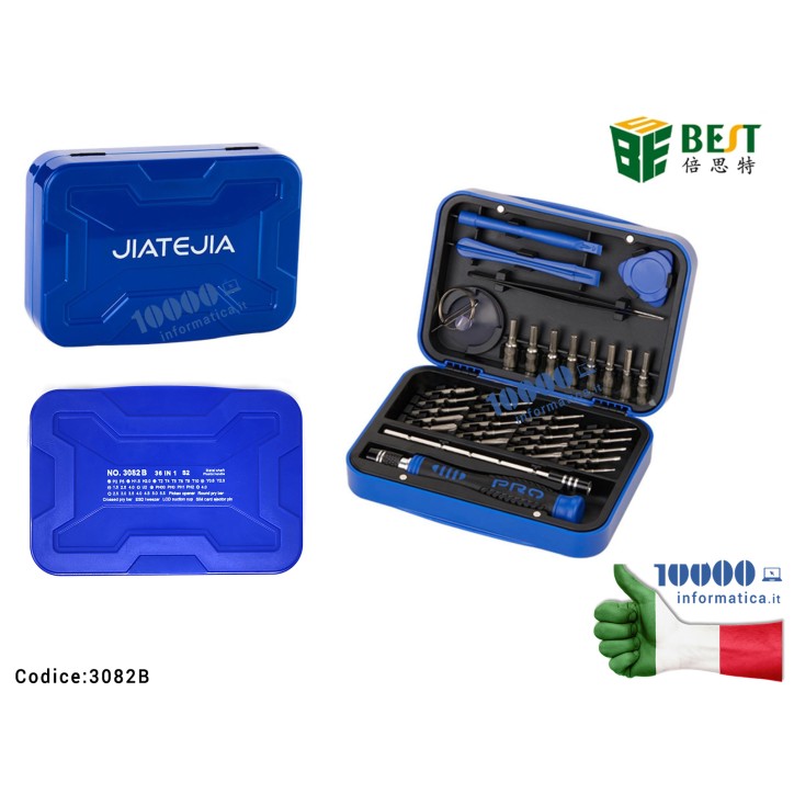 Cacciaviti di Precisione BEST 6666 [Set 36 pezzi] Esagonali Torx mini Stella Kit Atrezzi per Riparazione Cellulari fai da te Pre