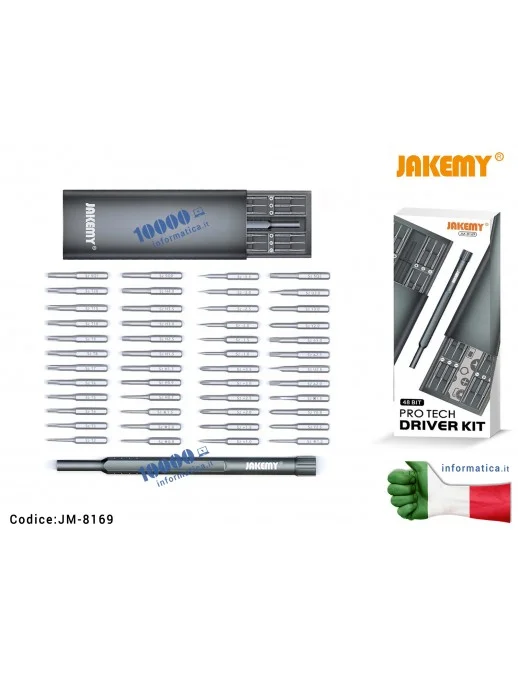 Set 49 pezzi Cacciaviti di Precisione JACKEMY JM-8169 Esagonali Torx mini Stella Kit per Riparazione Cellulari fai da te Precisi