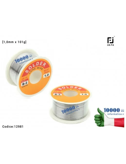 Stagno JIAFA CF-1020 [1,0mm x 101g] (Sn 63% Pb 37%) CF-10 B-2 Flux 2% Bobina per Saldature Rotolo Saldatura Solder Soldering Wir
